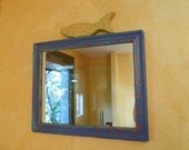 Handmade Hand Painted Bright Multicolor Beach Decor Mirror With Fisch