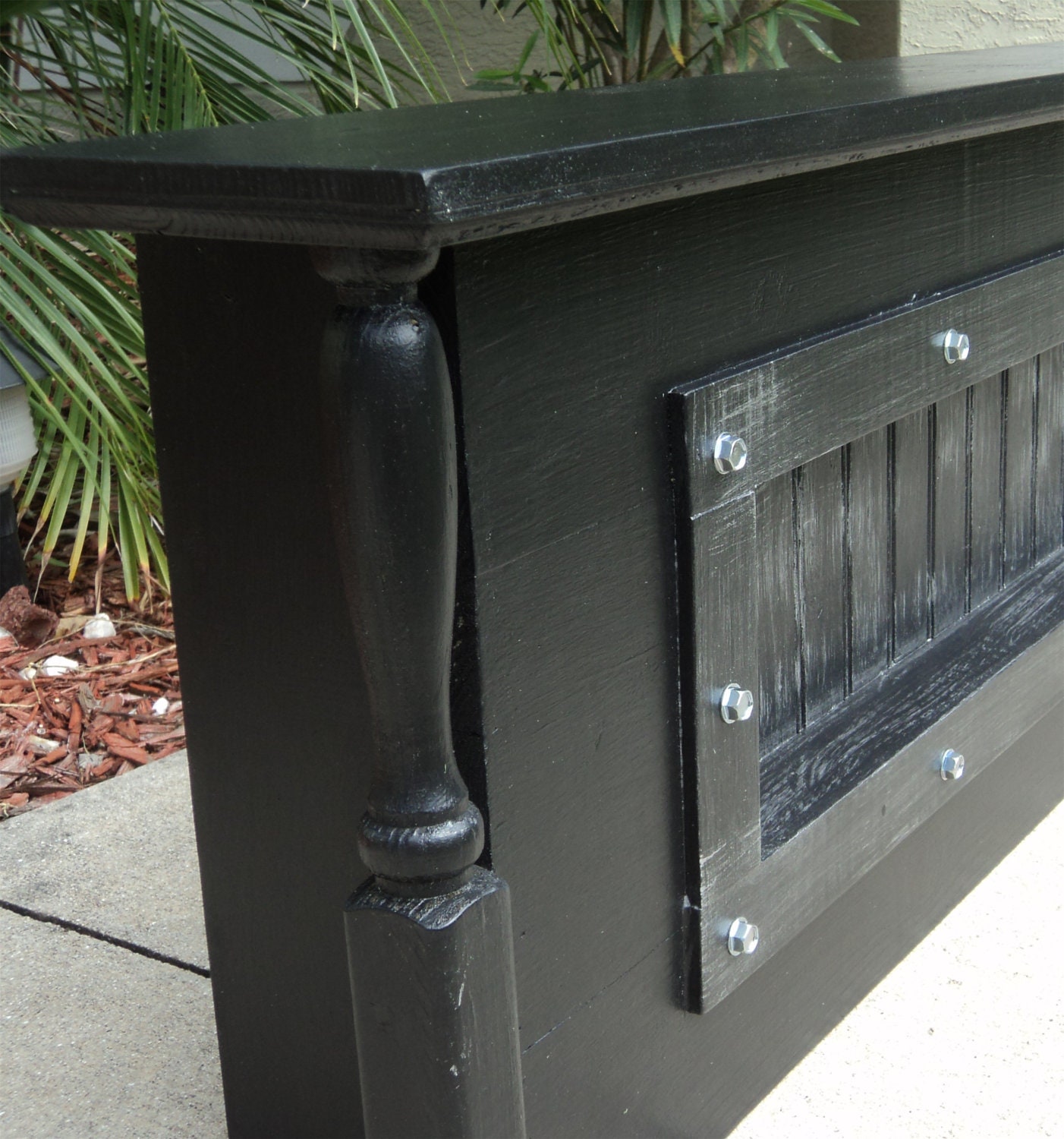 Man Cave Headboard, Rustic Display Shelf With Shadow Box Or Window Cornice YOU CHOOSE COLOR