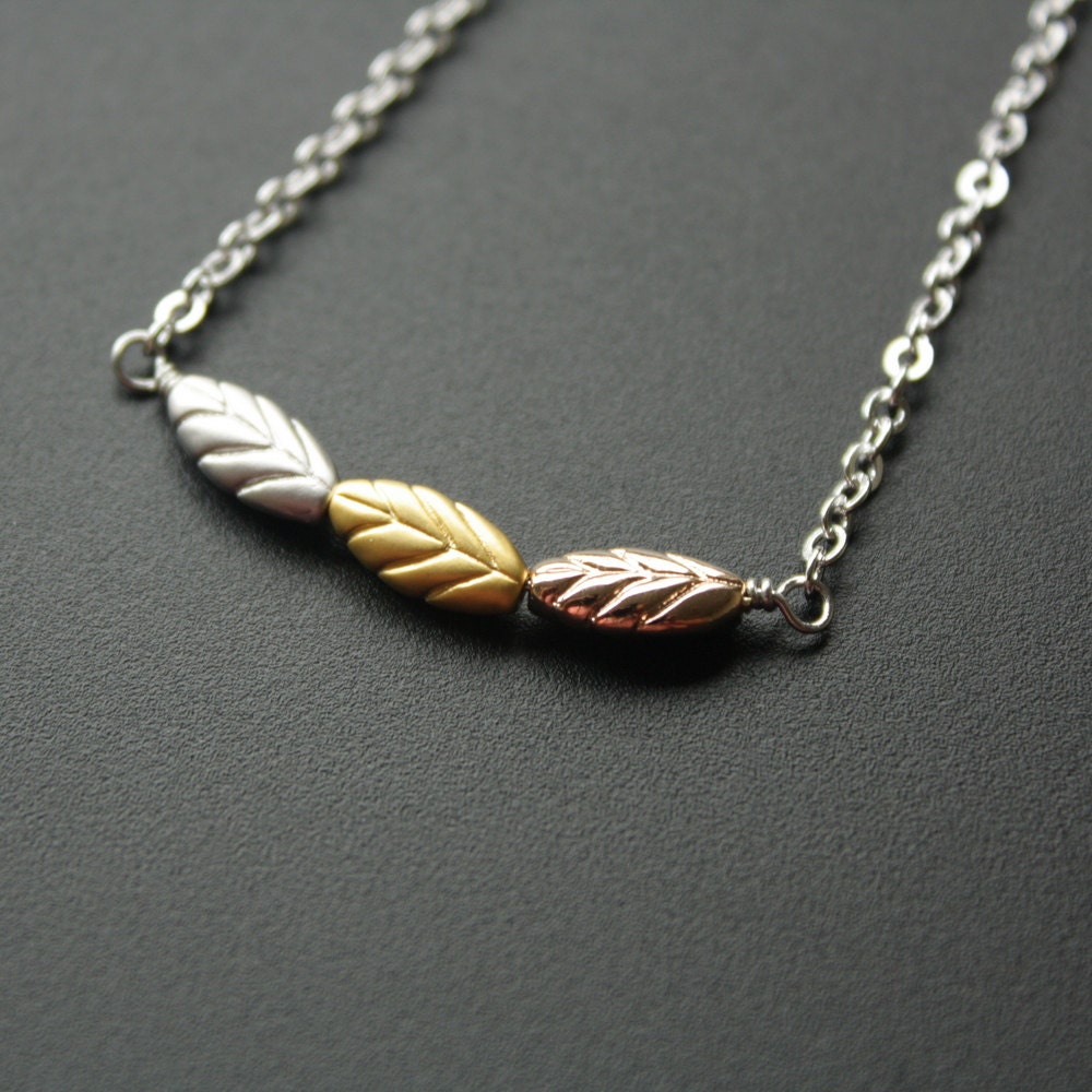 Autumn Leaves Silver Necklace Fall Colors