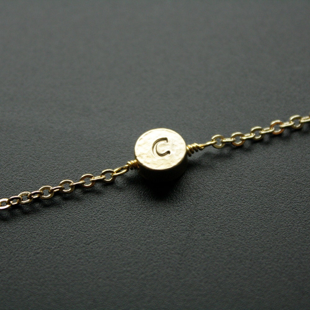 Personalized Bracelet Custom Initial Bracelet Gold Round Disc Bead Bracelet Personalized jewelry