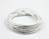 Sterling Silver Bangle Bracelet/white Leather with Sterling Silver Tubes Bracelet N92564
