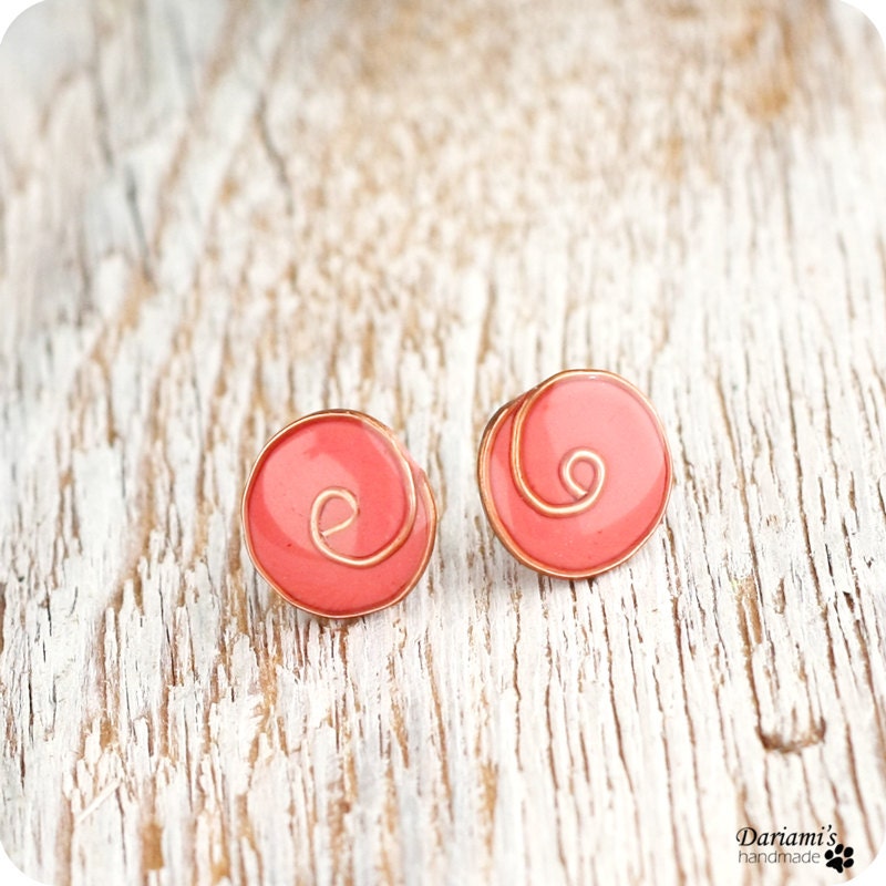 Studs earrings - Coral swirls - Ear studs
