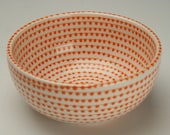 Tangerine Orange Vertigo Spiral Bowl Hand Painted Ceramic Dinnerware