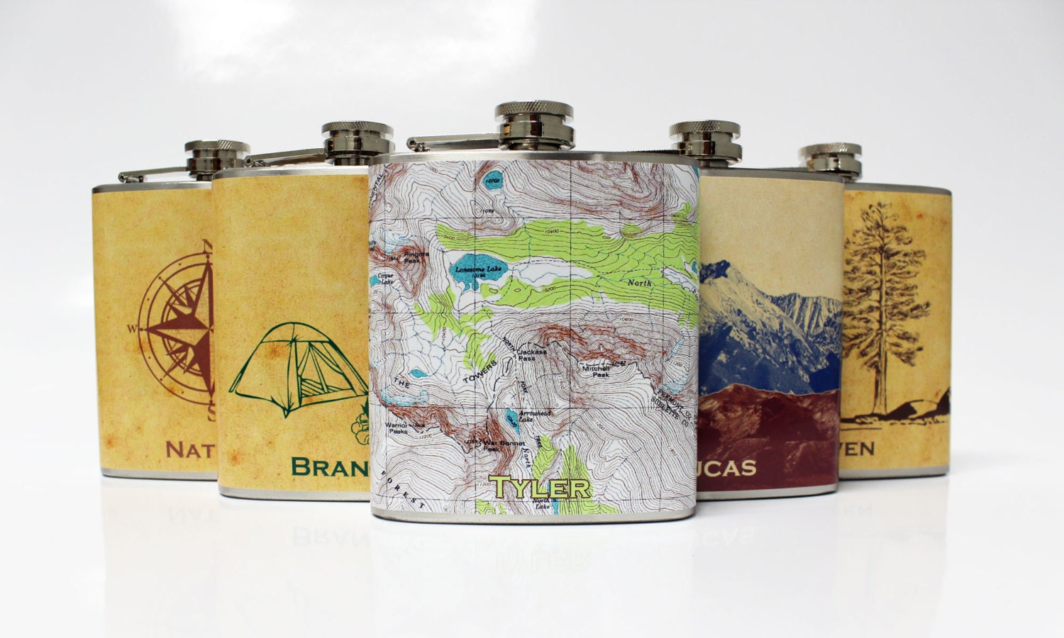 Groomsmen Gift Outdoors Flasks 5 Custom Bridal Wedding Favors Camping Hiking Mens Stainless Steel 6 oz Liquor Hip Flask LC-1301