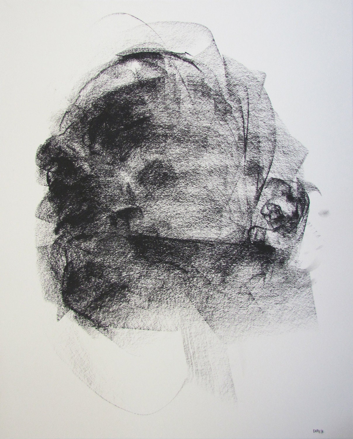 Gestural Portrait - 14 x17",  fine art - Drawing 113 - charcoal on paper - original drawing