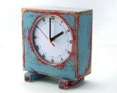SALE - Wooden clock sky blue /  pink