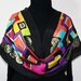 Hand Painted Silk Scarf Summer Night City. Silk Scarf in Black, Yellow, Green, Pink. Size LARGE 14x70. 100% silk. Made to order