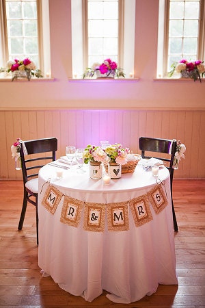 MR & MRS Burlap and Lace Banner, Custom Colors Available