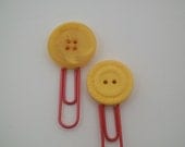 PAPERCLIPS - 2 Giant Translucent Paperclips with Vintage Buttons
