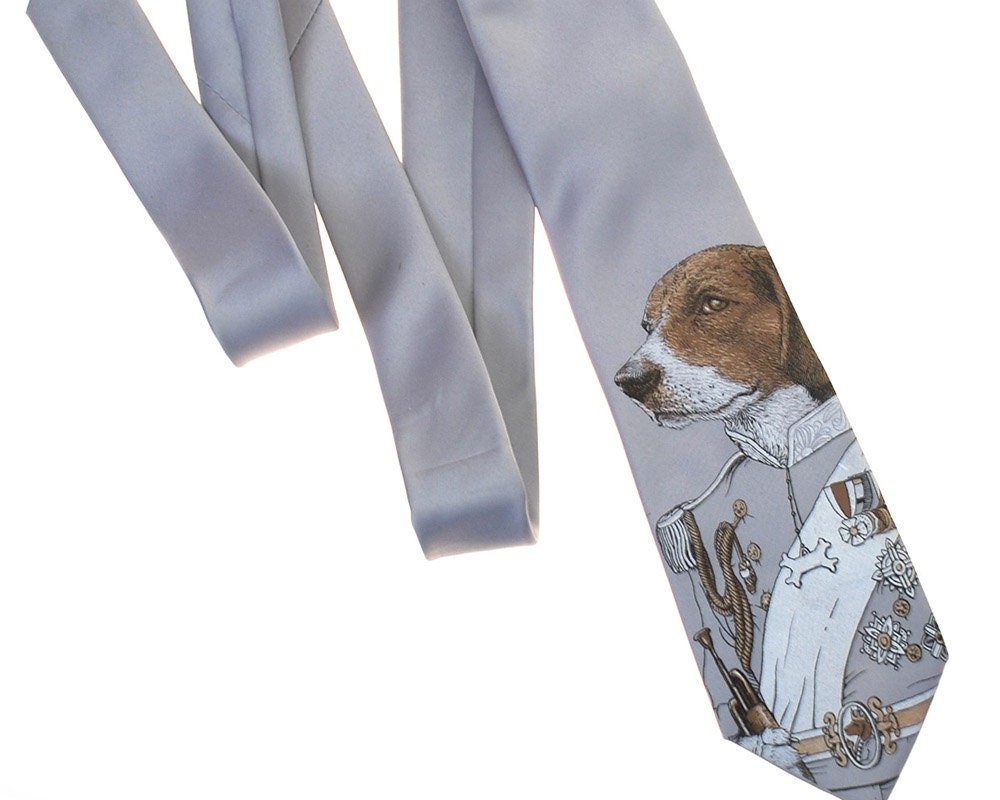 Silkscreen Tie - Regal Beagle Men's Necktie - Men's Dog Tie - ScatterbrainTies