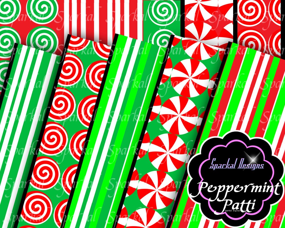 Candy Red CHRISTMAS Digital Paper Peppermint Christmas Digital Paper Peppermint Candy backgrounds Instant Download Scrapbooking Il_570xn