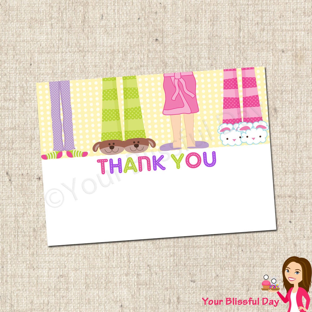 PRINTABLE Girl Pajama Party Thank You Cards Il_570xn