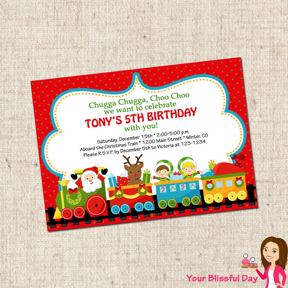 PRINTABLE Christmas Train Party Invitation Il_570xn