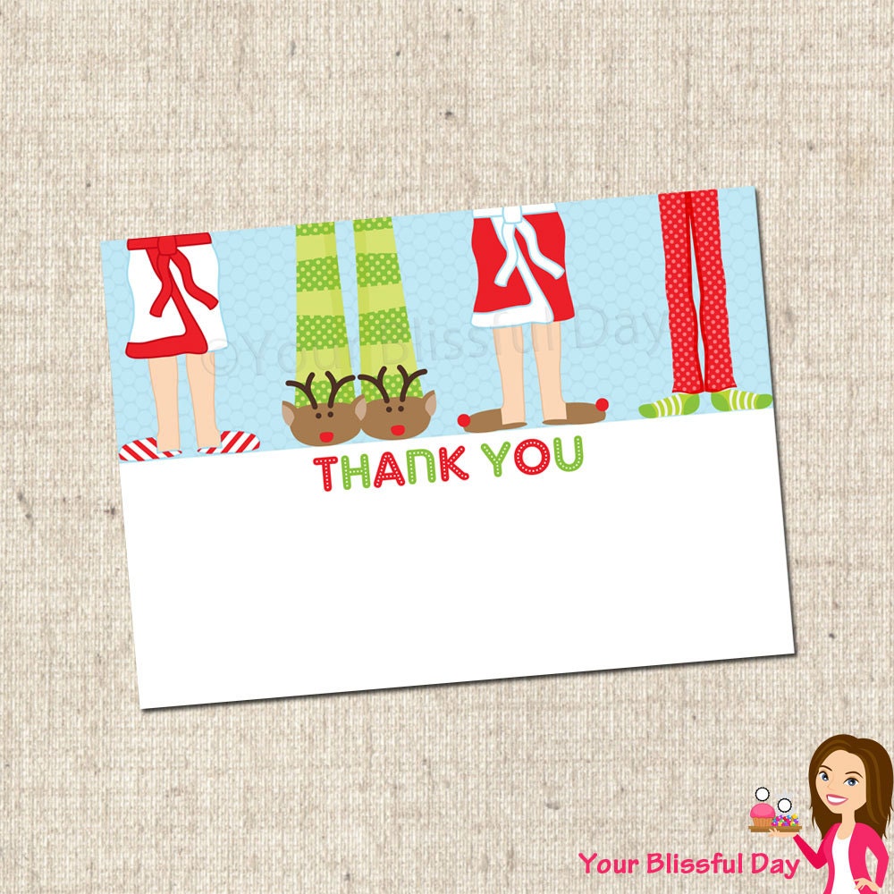 PRINTABLE Holiday Pajama Party Thank You Cards Il_570xn