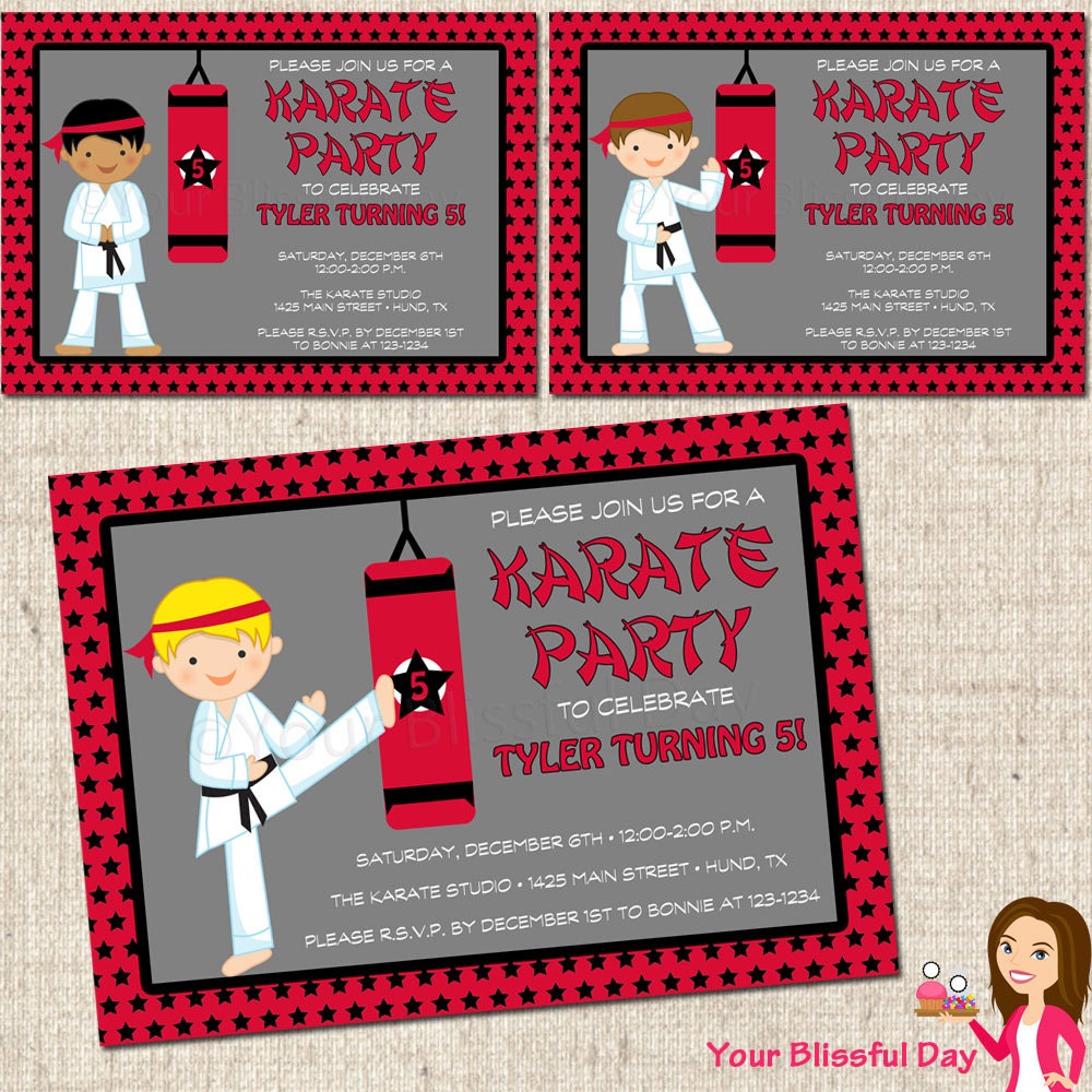 PRINTABLE Boy Karate Party Invitations (Character of your choice) Il_570xn
