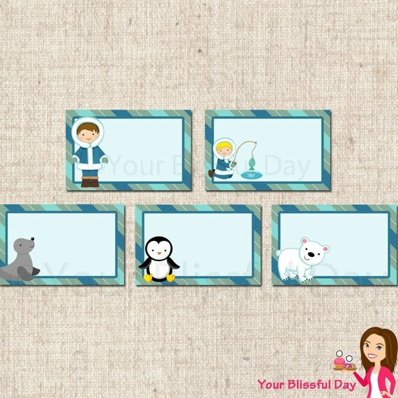 PRINTABLE Arctic Boy Party Label Tents (Character of your choice) Il_570xn