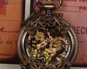 Steampunk pocket watch pendant with vintage filigree PW063