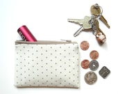 White Black Tan Sand Pindot Polka Dot Tiny Circles Mini Zippered Pouch