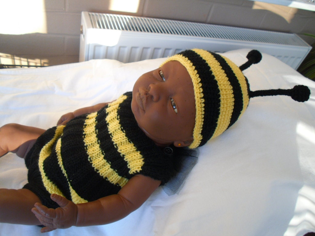 Baby bumble bee costume, bee outfit, halloween outfit, baby photo prop, party, baby, 3 pce set,  CUSTOM ordering only