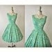 50's Floral Dress // 1950's Vintage Floral Print Cotton Full Garden Party Mad Men Dress XS
