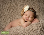 Leopard Print Headband - Tan and Ivory Girl Headband - Baby Headband - Newborn Headband
