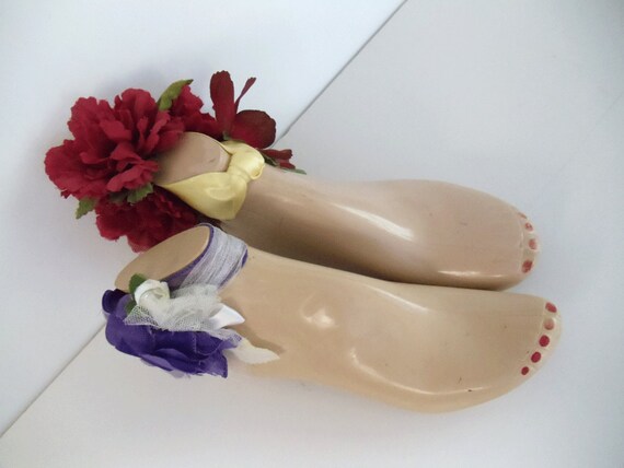 Vintage PAIR Mannequin Feet with Painted Toenails - STORE DISPLAY - Socks, Jewelry, Shoes, Etc.