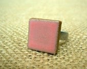 Adjustable Square Pottery Ring- Peach Pink