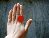 X-Large Adjustable Pottery Ring- Coral Red