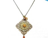 Vintage Ruby Rhinestone Necklace by dabchickvintagegems on Etsy