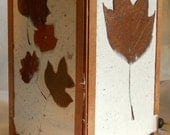 Large Modern Natural Hand Made Paper Light with Chocolate Brown Tulip Leaves Series 150