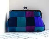Peacock clutch, woven silk clutch, blue, teal, purple, Peacock wedding.