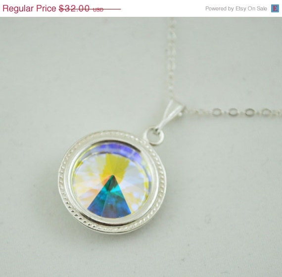 SALE 15% OFF Handmade Colorful Swarovski Crystal Necklace - Sterling Silver