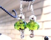 Green Foiled Glass Earrings