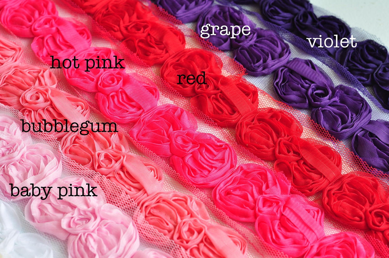 Mini Shabby Bow Trim-Pick Three Yards- Pick Your Colors