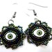 Black and Green Evil Eye Earrings - Beaded Jewelry