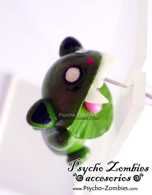 Zombie cat that bites your ear stud earring