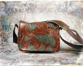 Leather Camera Bag - Floral Leather Mirrorless Compact Camera System Video Bag - In Stock
