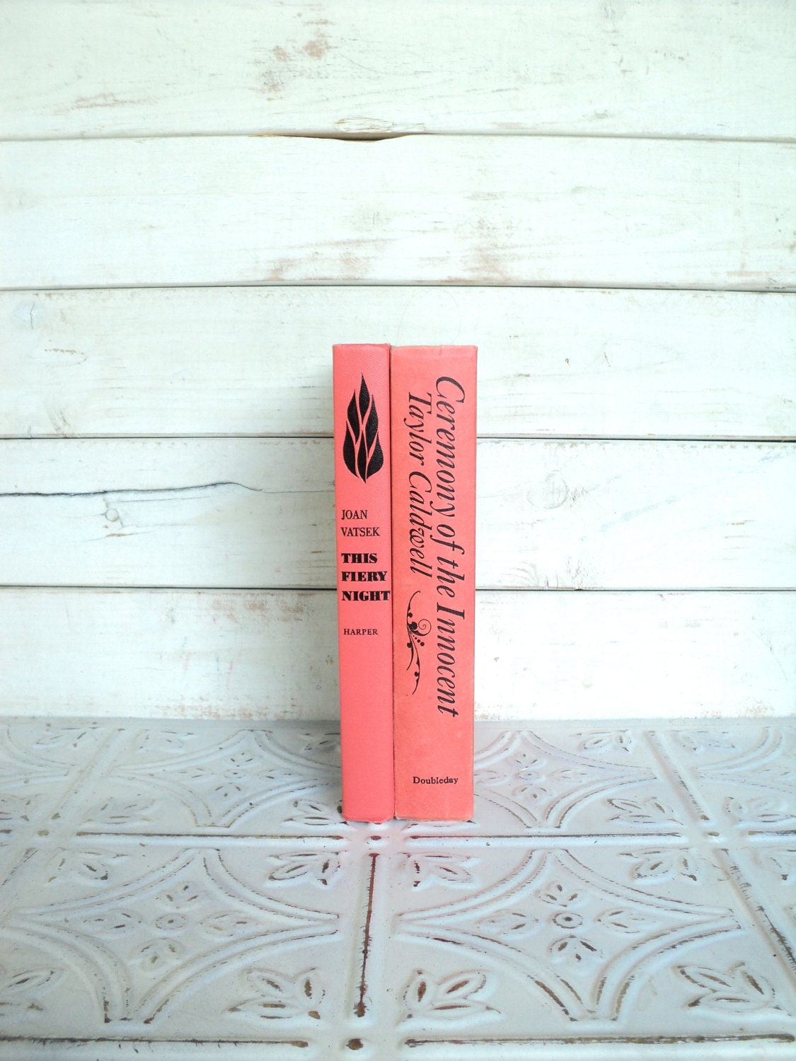 Coral, Black Books Instant Library Collection Decorative Books Photography Props Salmon