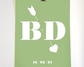 Love Heart Arrow with Initials - Personalised Art Print - Small Size