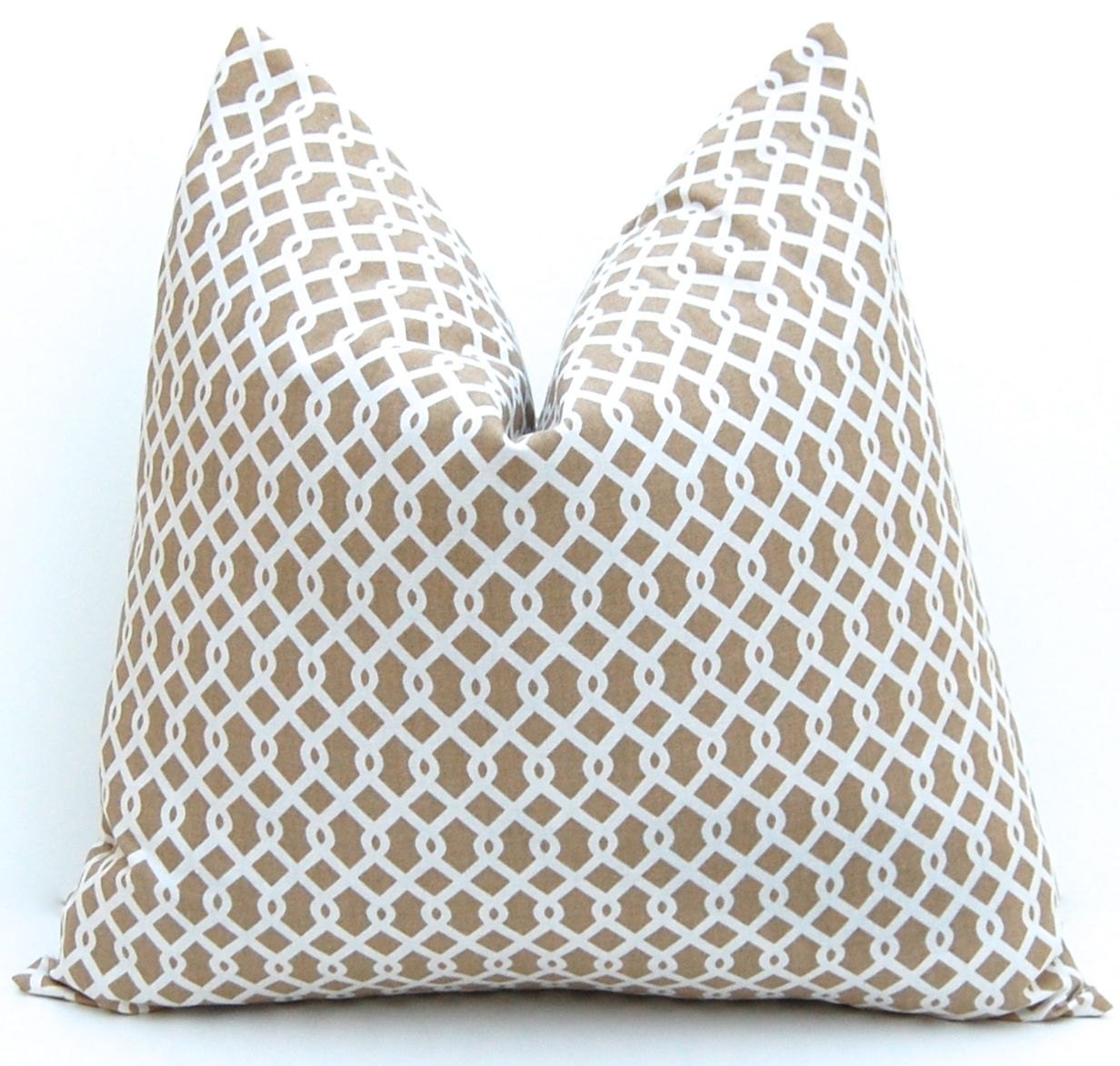 MEMORIAL DAY SALE Decorative Pillows Covers for Throw Pillows 20 x 20 Inches Chain LInk Pillow Covers Deep Tan on White
