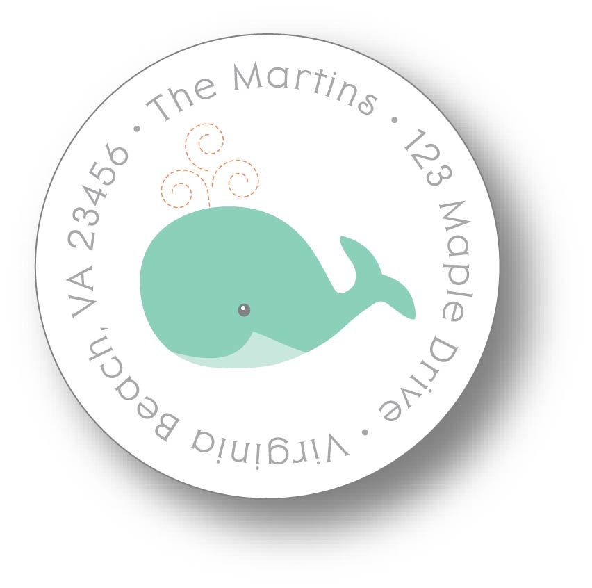 Whale Address Label, Sticker