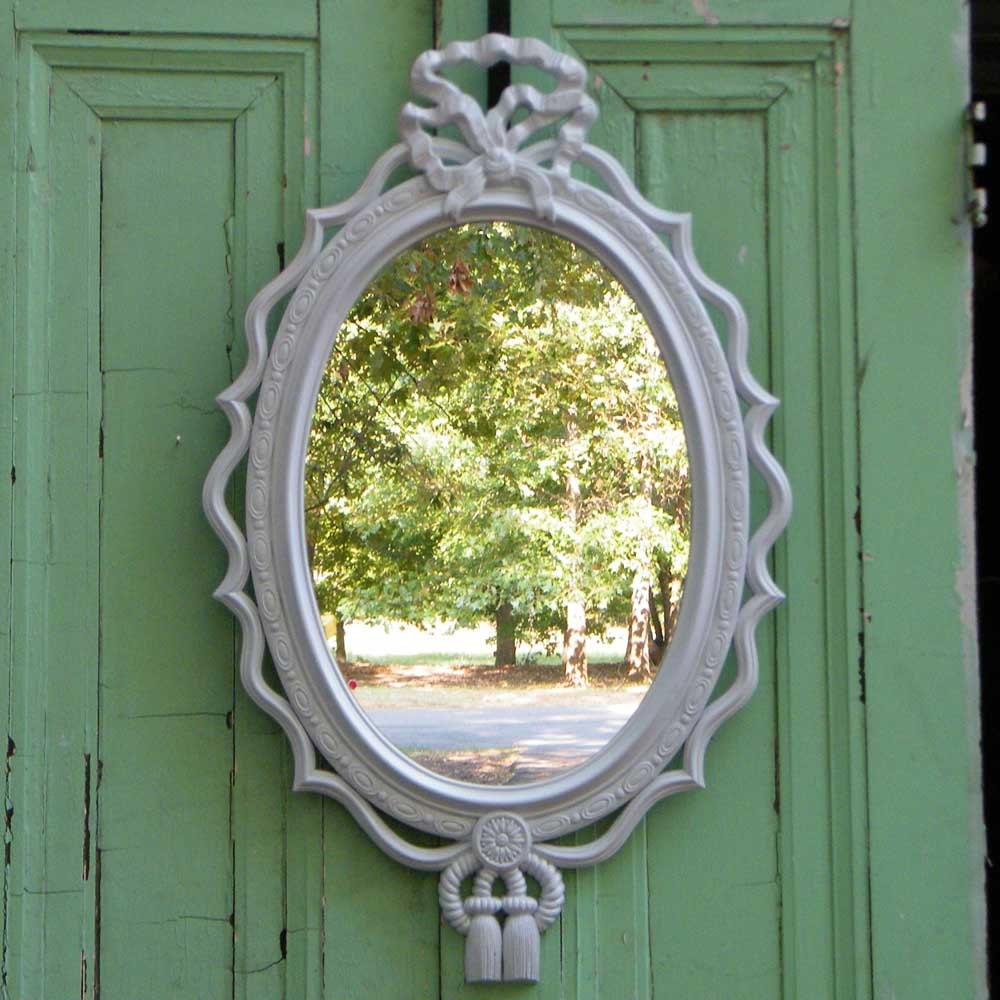 Vintage Hollywood Regency Wall Mirror Ornate Syroco Upcycled in Gloss White
