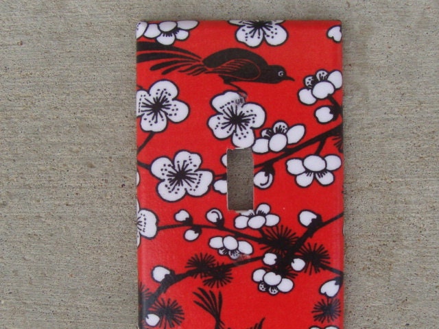 Asian Floral Crane Light Switch Plate Cover