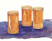 watercolor painting- Golden Honey Comb- 8x10 print