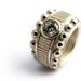 Cocktail jewelry ring,unique modern jewelry, silver&green cubic zirconia stone