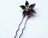 SKULL origami flower hairpin