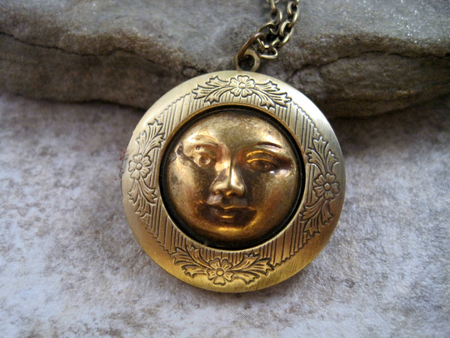 Celestial Full Moon Locket Necklace