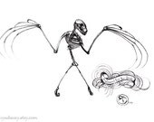 Fruit Bat Skeleton Study giclee print, limited edition of 32