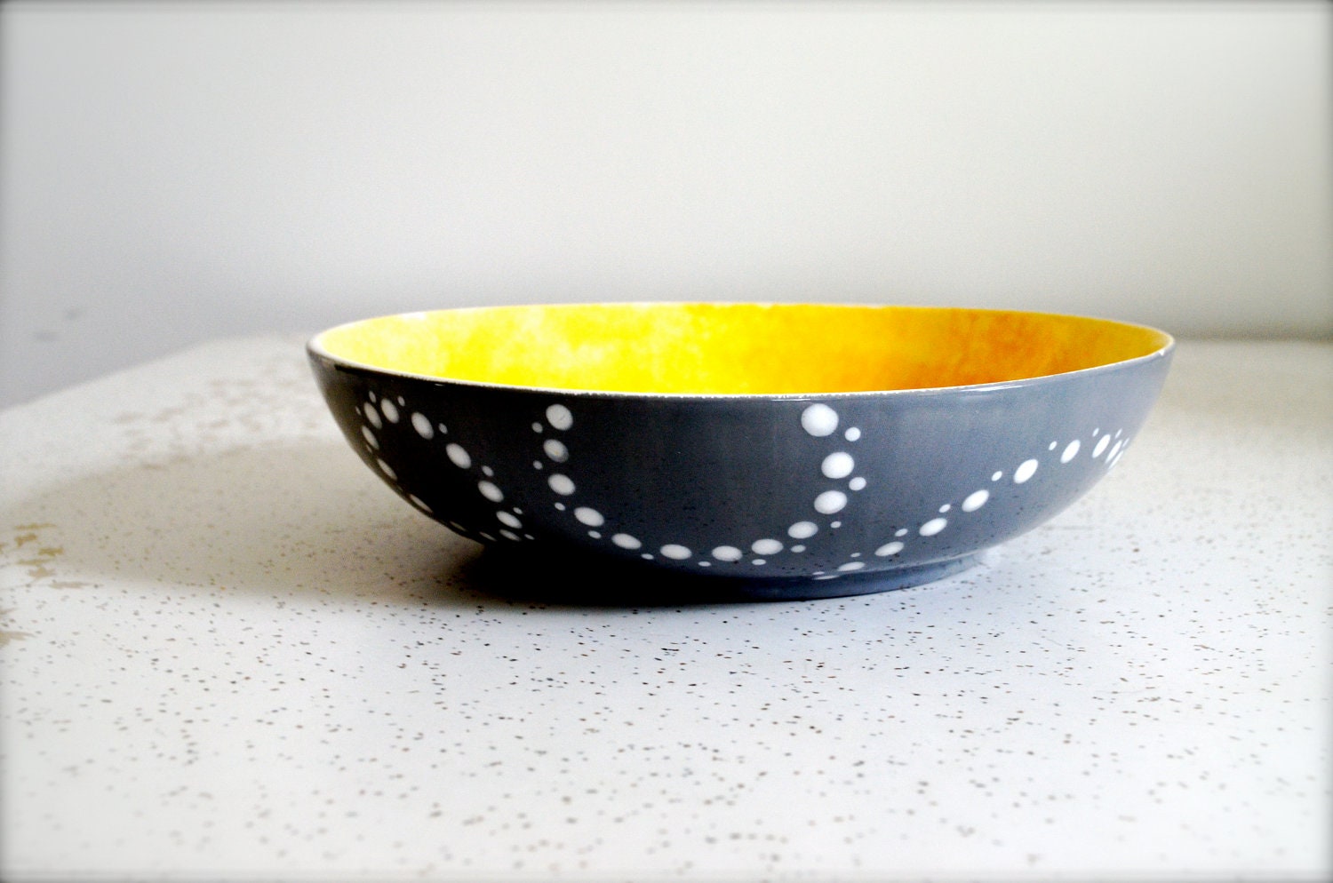 Dark Grey Dotted Pasta Bowl