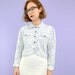 Floral Denim Jacket White Blue Vintage M/L